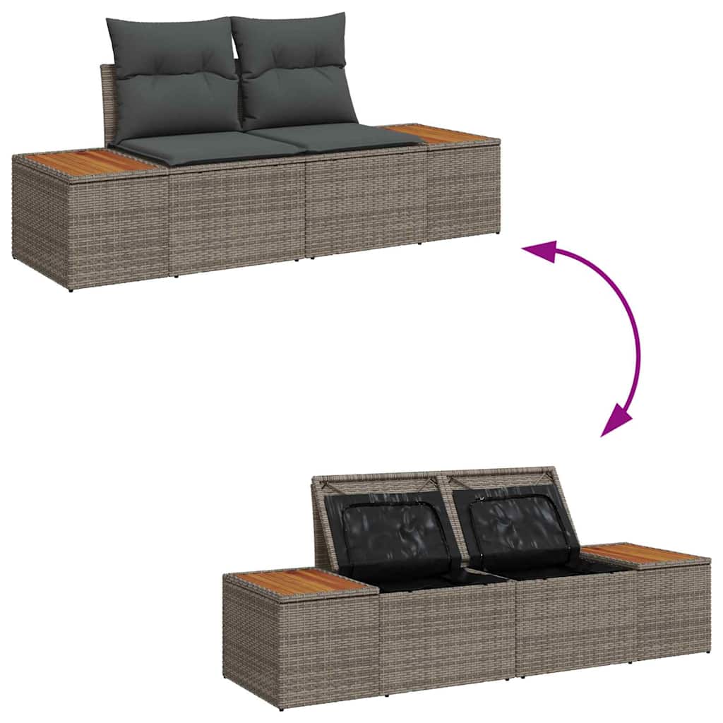 Havesofa Sæt med pude 6 pcs Grå Poly Rattan