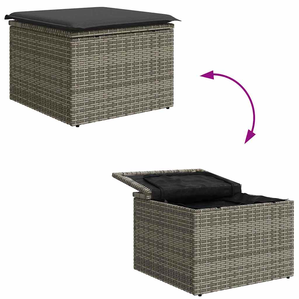 Havesofa Sæt med pude 6 pcs Grå Poly Rattan