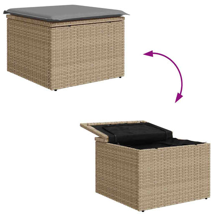 Havesofa Sæt 6 stk. Beige og lys grå Poly Rattan