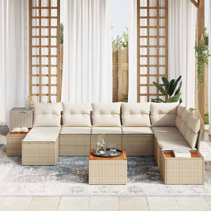Havesofa Sæt 9 stk. 8-Antal sæder Beige og creme Polyrattan