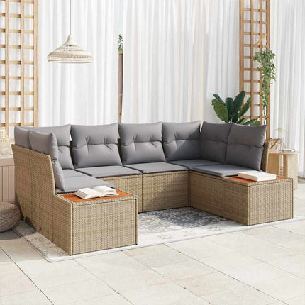 Havesofa Sæt 6 stk. 6-Antal sæder Beige og lys grå Polyrattan