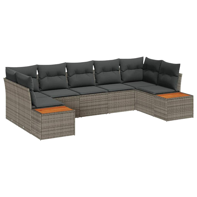 Havesofa Sæt med pude med opbevaring 7 pcs Grå Polyrattan