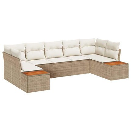 Havesofa Sæt 7 stk. 7-Antal sæder Beige og creme Polyrattan