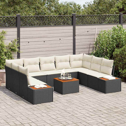 Havesofa Sæt med pude 5 pcs Sort og Cream Polyrattan