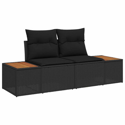 Havesofa Sæt 5 stk. 9-Antal sæder Sort Polyrattan