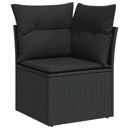Havesofa Sæt 5 stk. 9-Antal sæder Sort Polyrattan