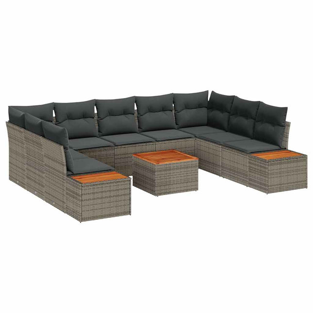 Havesofa Sæt med pude med opbevaring 5 pcs Grå Polyrattan