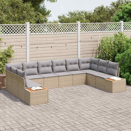 Havesofa Sæt 10 stk. 10-Antal sæder Beige og lys grå Polyrattan