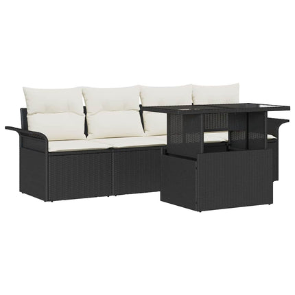 Havesofa Sæt 5 stk. Sort [Syntetisk]: Poly Rattan
