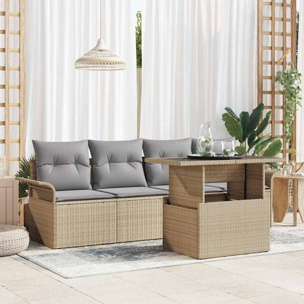 Havesofa Sæt 5 stk. Beige [Syntetisk]: Poly Rattan