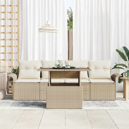 Havesofa Sæt 5 stk. Beige [Syntetisk]: Poly Rattan