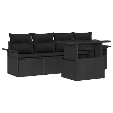 Havesofa Sæt 5 stk. Sort [Syntetisk]: Poly Rattan