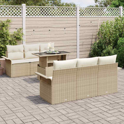 Havesofa Sæt 7 stk. Beige [Syntetisk]: Poly Rattan