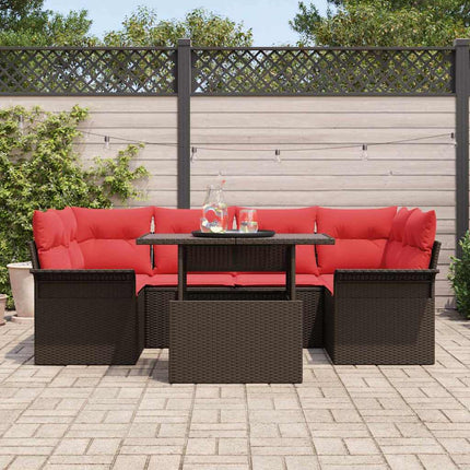 Havesofa Sæt 7 stk. Brun [Syntetisk]: Poly Rattan