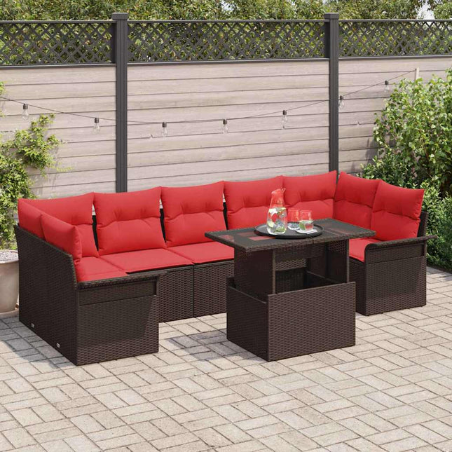 Havesofa Sæt 8 stk. Brun [Syntetisk]: Poly Rattan