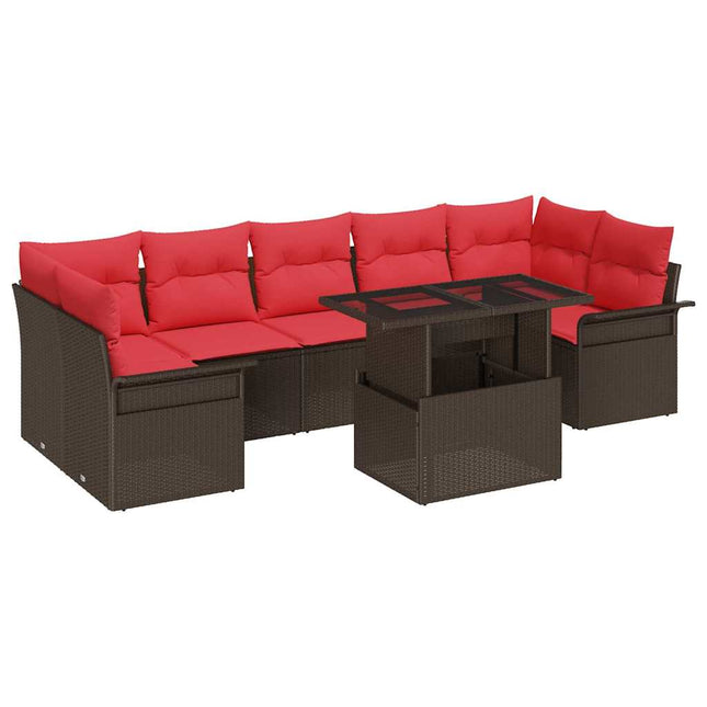 Havesofa Sæt 8 stk. Brun [Syntetisk]: Poly Rattan