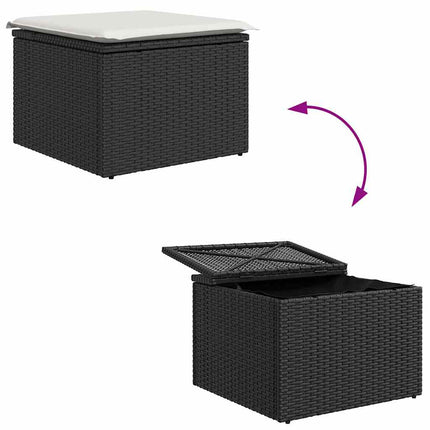 Havesofa Sæt 6 stk. Sort [Syntetisk]: Poly Rattan
