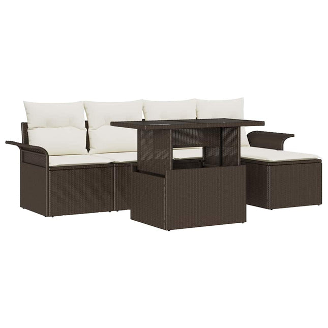 Havesofa Sæt 6 stk. Brun [Syntetisk]: Poly Rattan