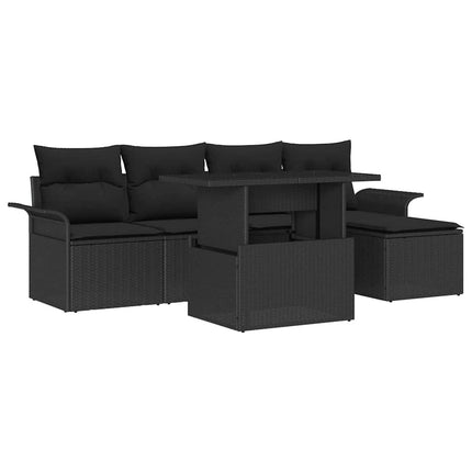 Havesofa Sæt 6 stk. Sort [Syntetisk]: Poly Rattan