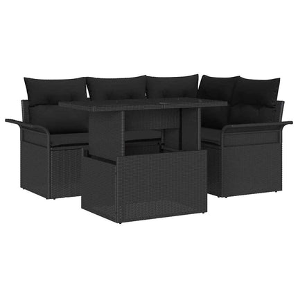 Havesofa Sæt 5 stk. Sort [Syntetisk]: Poly Rattan