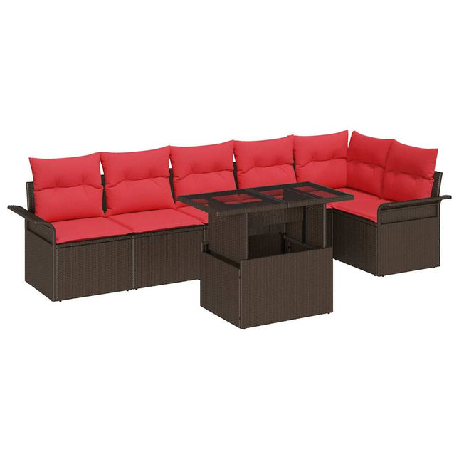 Havesofa Sæt 7 stk. Brun [Syntetisk]: Poly Rattan