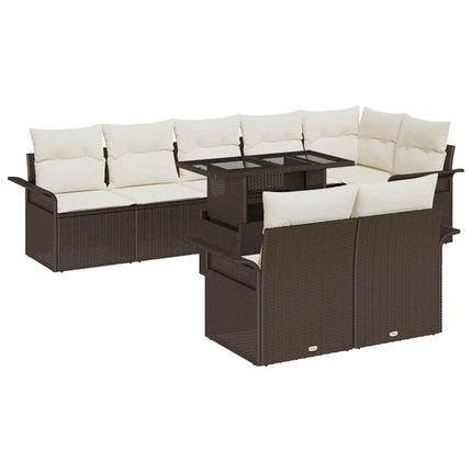 Havesofa Sæt 9 stk. Brun [Syntetisk]: Poly Rattan