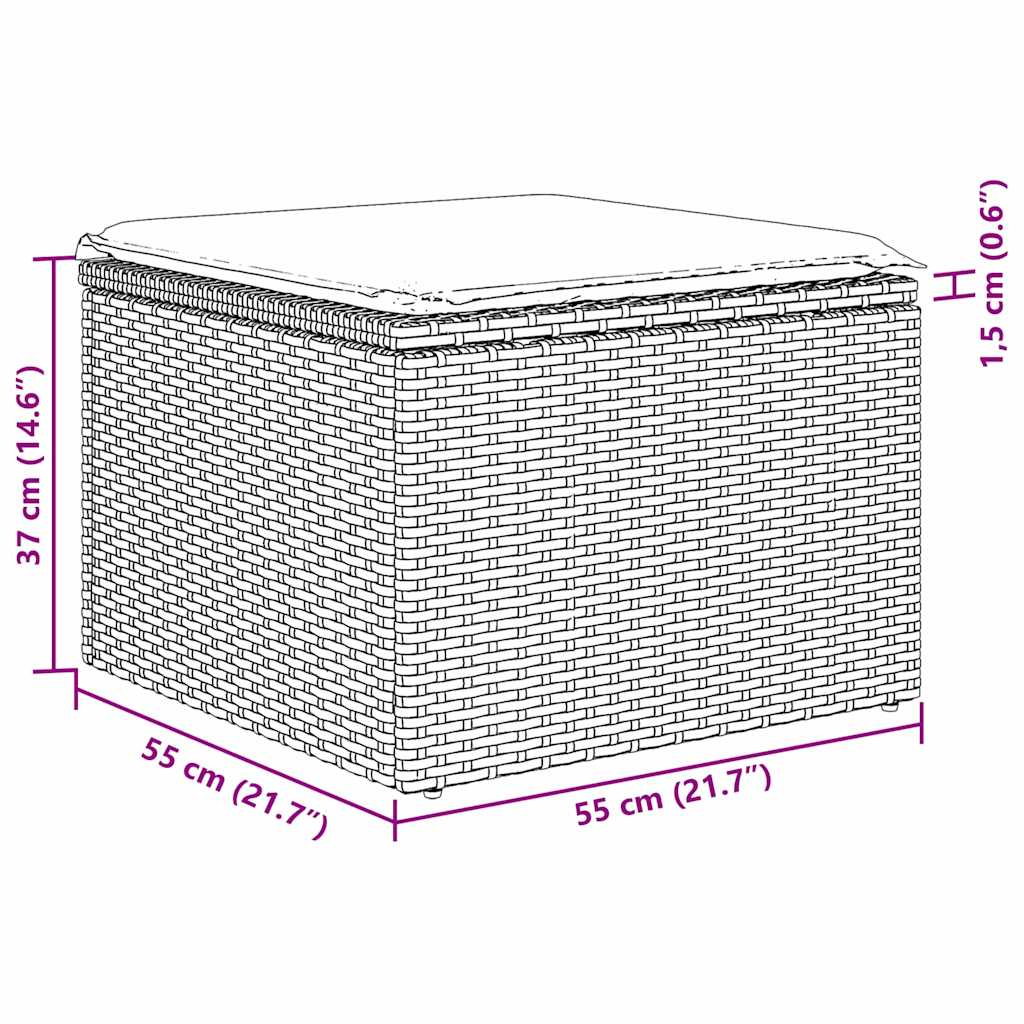 Havesofa Sæt med pude med opbevaring 7 pcs Beige Poly rattan