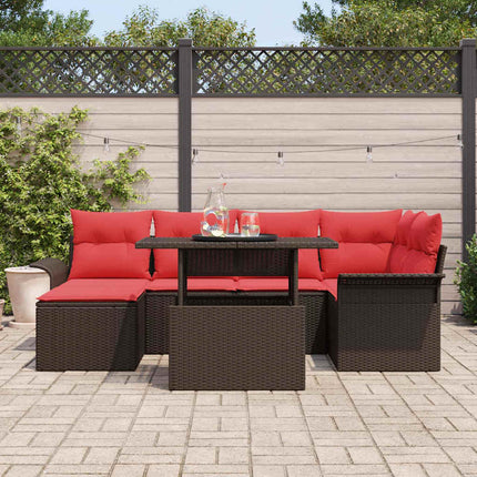 Havesofa Sæt 7 stk. Brun [Syntetisk]: Poly Rattan
