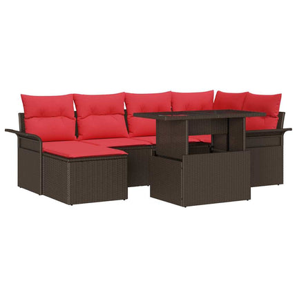 Havesofa Sæt 7 stk. Brun [Syntetisk]: Poly Rattan