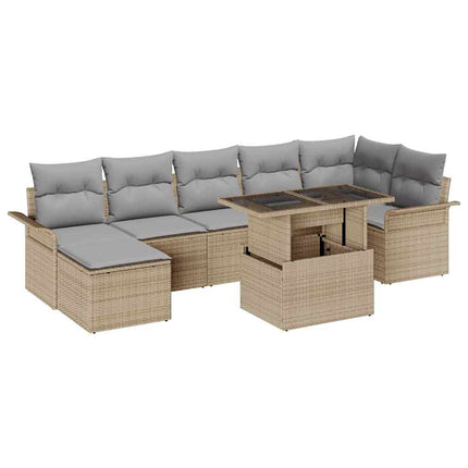 Havesofa Sæt 8 stk. Beige [Syntetisk]: Poly Rattan