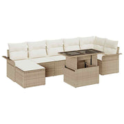 Havesofa Sæt med pude med opbevaring 8 pcs Beige Poly rattan