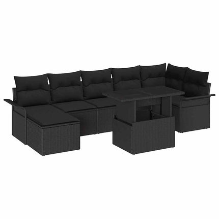 Havesofa Sæt 8 stk. Sort [Syntetisk]: Poly Rattan
