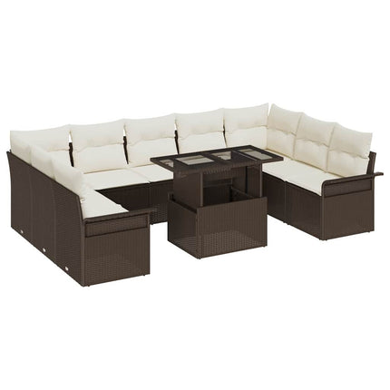 Havesofa Sæt 10 stk. Brun Poly Rattan
