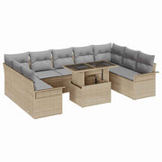 Havesofa Sæt med pude med pude 10 pcs Beige Poly Rattan