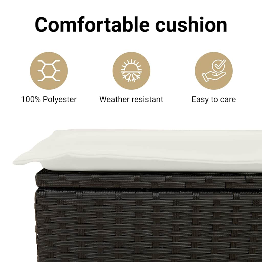 Havesofa Sæt med pude med opbevaring 5 pcs Sort Poly Rattan