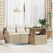 Havesofa Sæt med pude med pude 5 pcs Beige Poly Rattan