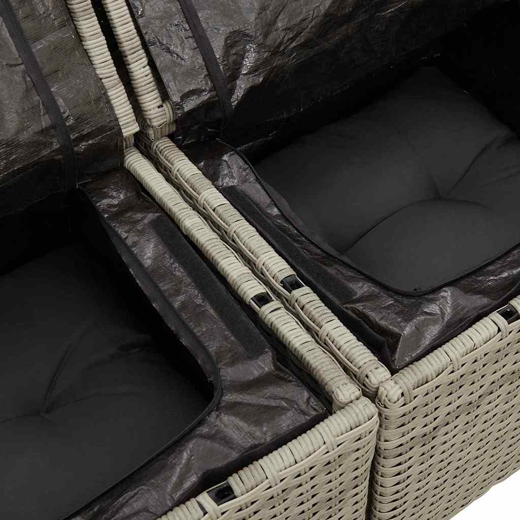 Havesofa Sæt med pude med pude 5 pcs Lysegrå Poly Rattan