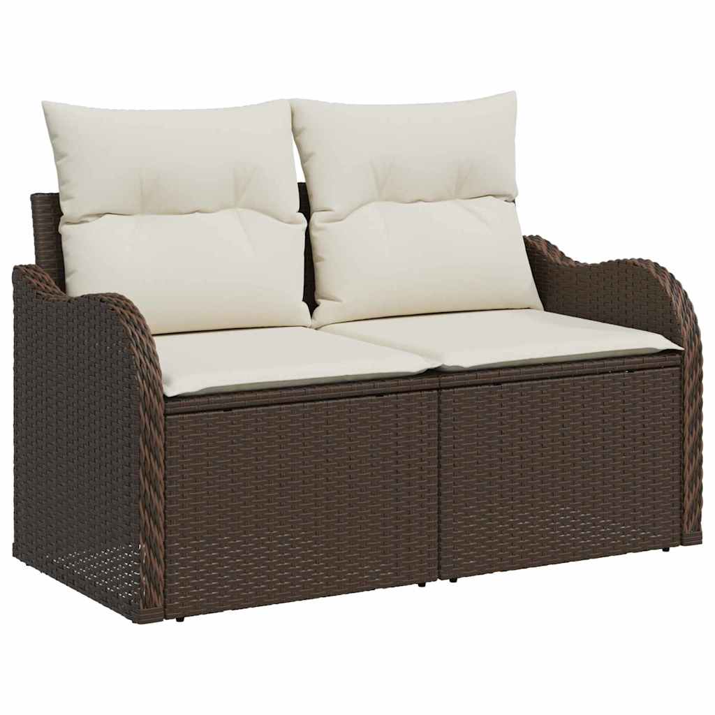 Havesofa Sæt med pude med pude 6 pcs Brun Poly Rattan