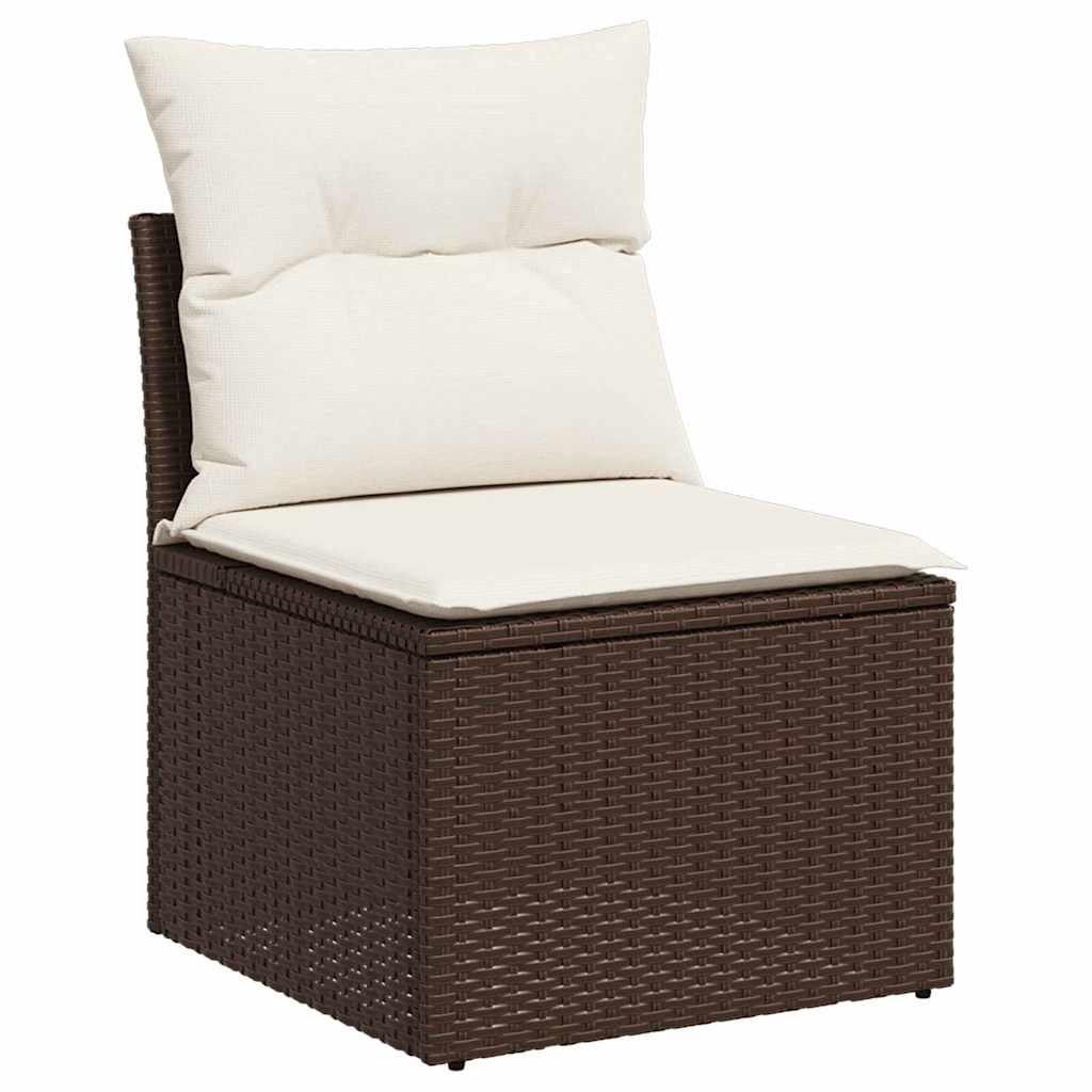 Havesofa Sæt med pude med pude 6 pcs Brun Poly Rattan