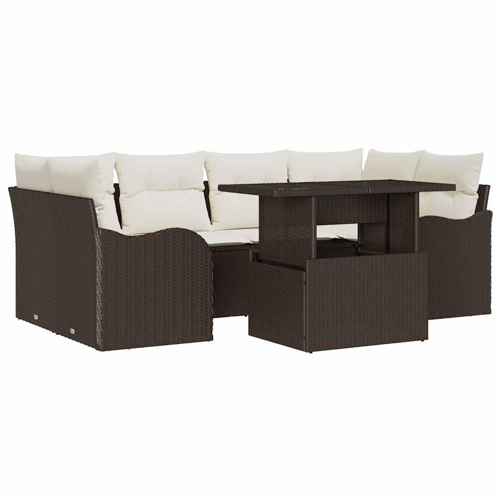 Havesofa Sæt 7 pcs Brun 234 x 122,5 x 85 cm Poly Rattan