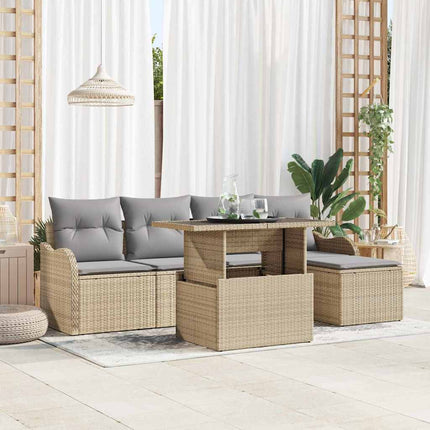 Havesofa Sæt 6 stk. Beige [Syntetisk]: Polyrattan