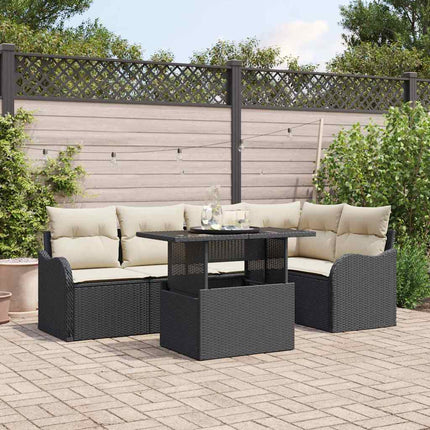 Havesofa Sæt 6 stk. Sort Poly Rattan