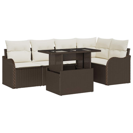 Havesofa Sæt 6 stk. Brun Poly Rattan