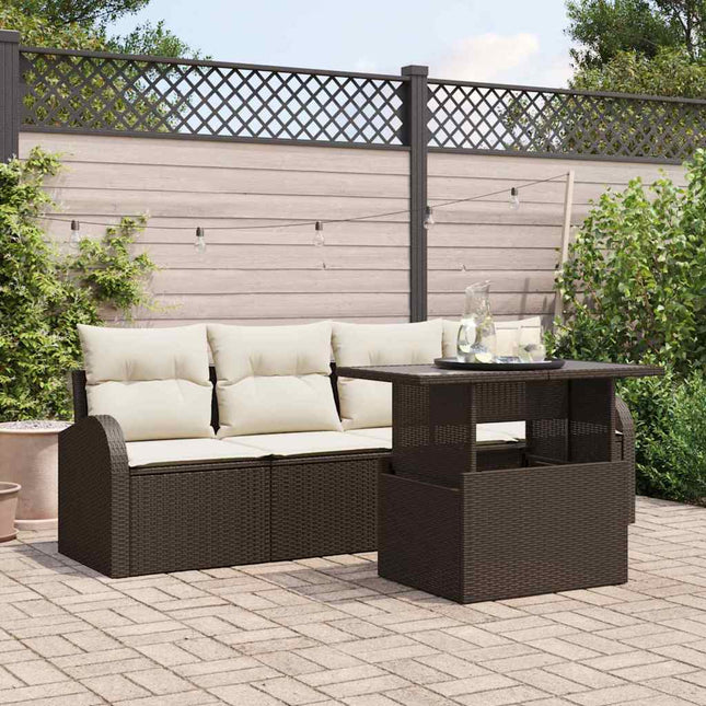 Havesofa Sæt 5 stk. Brun Poly Rattan