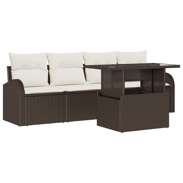 Havesofa Sæt 5 stk. Brun Poly Rattan
