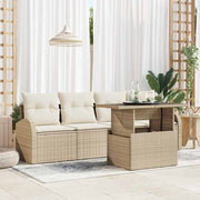Havesofa Sæt med pude 5 pcs Beige 100 x 55 x 73 cm Poly rattan