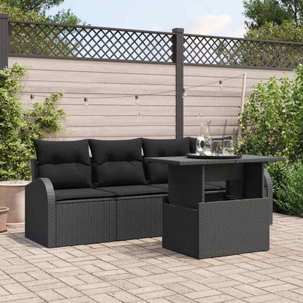 Havesofa Sæt 5 stk. Sort Poly Rattan