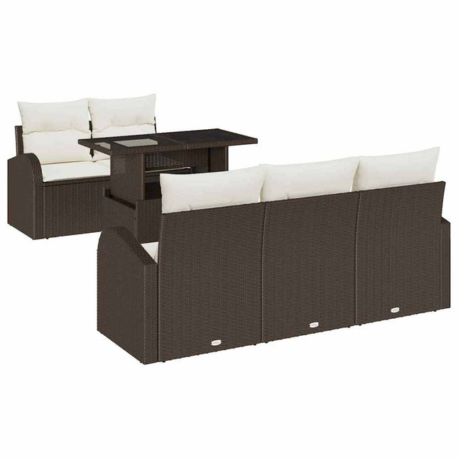 Havesofa Sæt 6 stk. Brun Poly Rattan