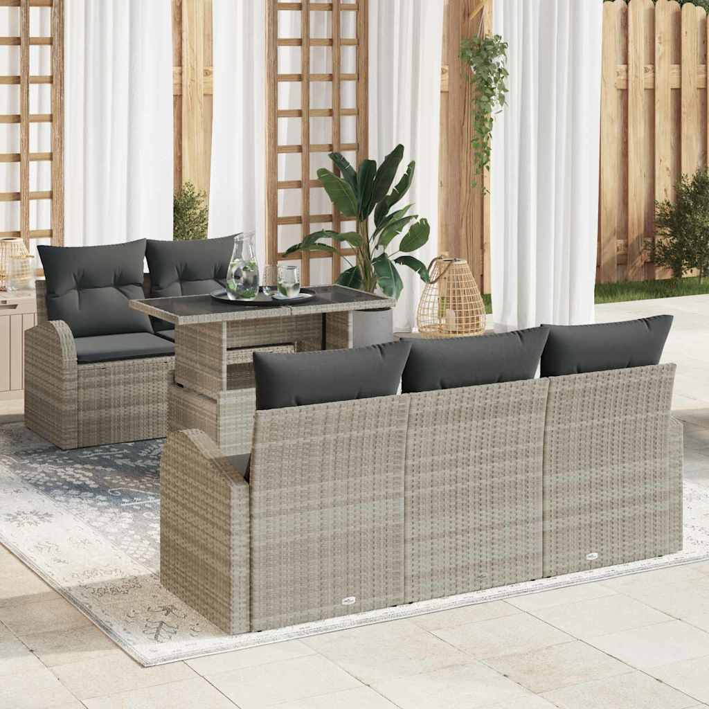 Havesofa Sæt 6 pcs Lysegrå 100 x 55 x 73 cm Poly rattan