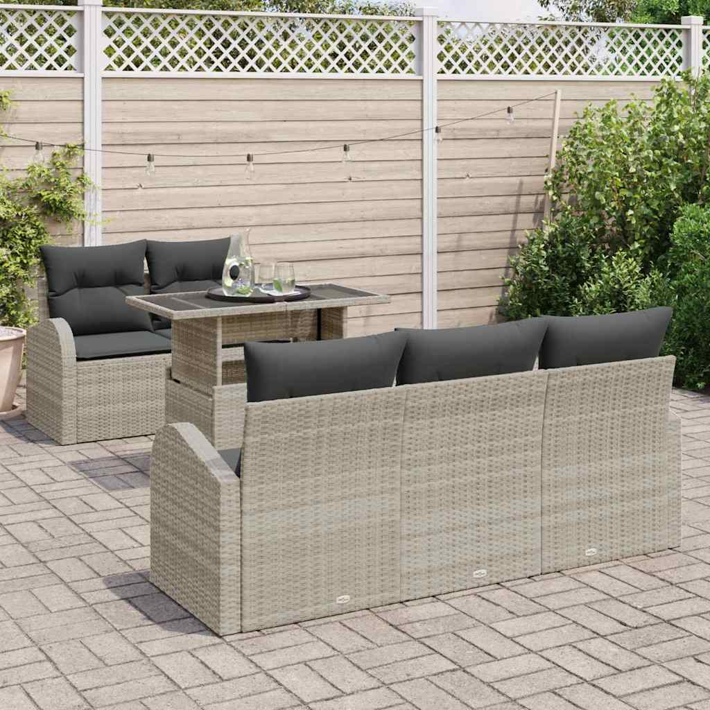 Havesofa Sæt 6 pcs Lysegrå 100 x 55 x 73 cm Poly rattan